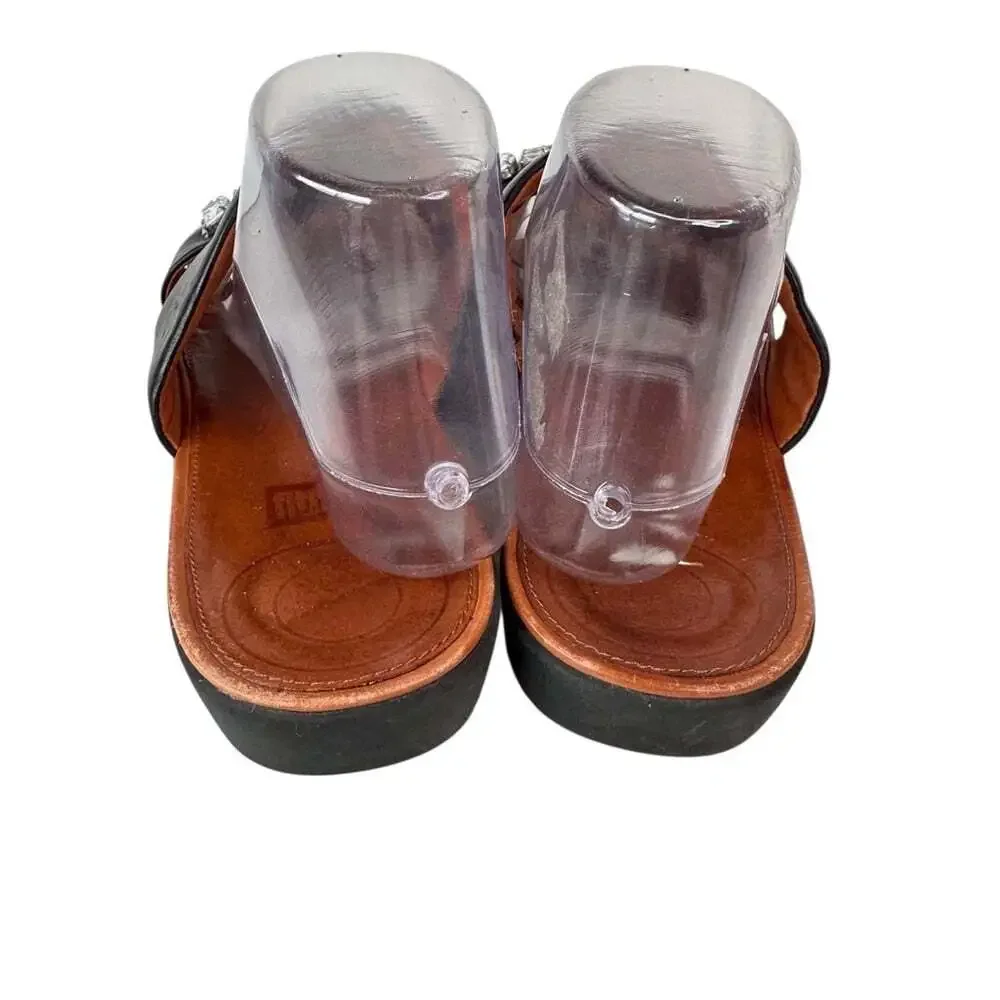 FitFlop Womens Delta Slide Sandals Black Crystal Comfort Casual Shoes Size 11